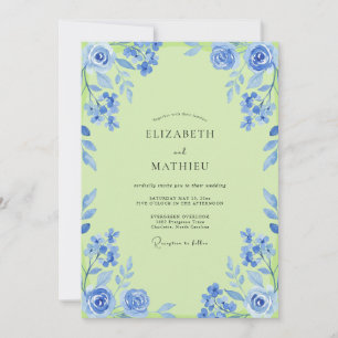 Invitation Mariage peint en chartreuse azur