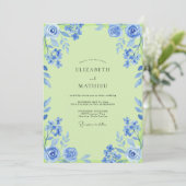 Invitation Mariage peint en chartreuse azur (Debout devant)