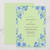 Invitation Mariage peint en chartreuse azur (Devant / Derrière)