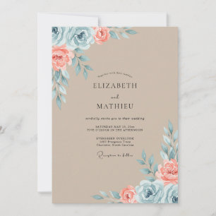 Invitation Mariage peint en corail bronzé