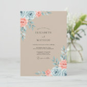 Invitation Mariage peint en corail bronzé (Debout devant)