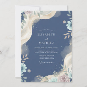 Invitation Mariage Peint en Crème d'Ardoise