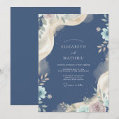 Invitation Mariage Peint en Crème d'Ardoise (Devant / Derrière)