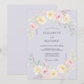 Invitation Mariage peint en crème de lilas (Devant / Derrière)