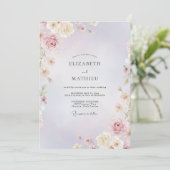 Invitation Mariage Peint en Crème Douce Lilas (Debout devant)