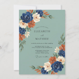 Invitation Mariage peint en cuivre marine