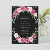 Invitation Mariage peint en fuchsia noir (Debout devant)