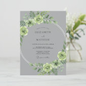 Invitation Mariage Peint en Gris Céladon (Debout devant)