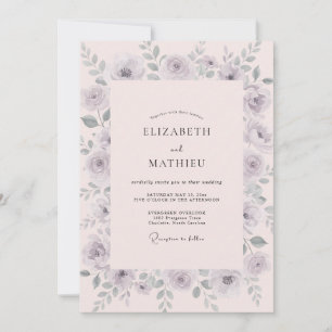 Invitation Mariage Peint en Gris Lavande