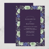 Invitation Mariage peint en indigo mint (Devant / Derrière)