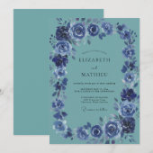 Invitation Mariage peint en indigo sarcelle (Devant / Derrière)