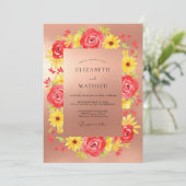 Invitation Mariage Peint en Jaune Corail (Debout devant)