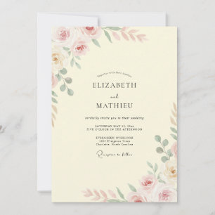Invitation Mariage peint en jaune pâle