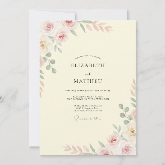Invitation Mariage peint en jaune pâle (Devant)