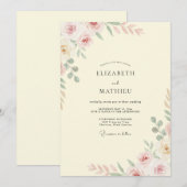 Invitation Mariage peint en jaune pâle (Devant / Derrière)