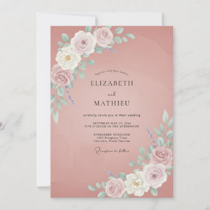 Invitation Mariage peint en lilas mauve poussiéreux