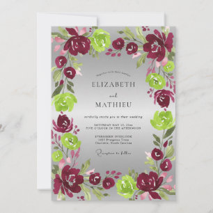 Invitation Mariage Peint en Magenta Chartreuse