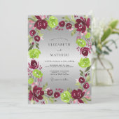 Invitation Mariage Peint en Magenta Chartreuse (Debout devant)