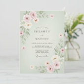 Invitation Mariage peint en mauve céladon (Debout devant)