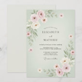Invitation Mariage peint en mauve céladon (Devant / Derrière)