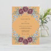 Invitation Mariage peint en mauve moutarde (Debout devant)