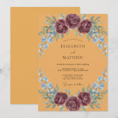 Invitation Mariage peint en mauve moutarde (Devant / Derrière)