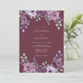 Invitation Mariage peint en mauve profond (Debout devant)