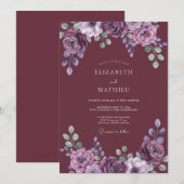 Invitation Mariage peint en mauve profond (Devant / Derrière)