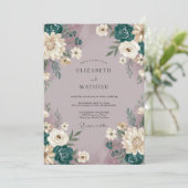 Invitation Mariage peint en mauve sarcelle (Debout devant)