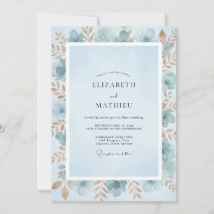 Invitation Mariage peint en or azur
