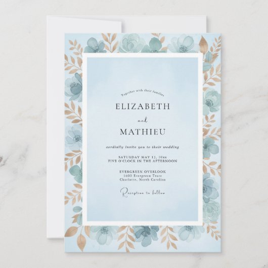Invitation Mariage peint en or azur (Devant)