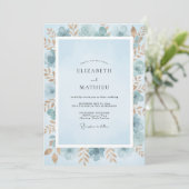 Invitation Mariage peint en or azur (Debout devant)