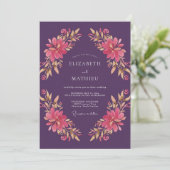 Invitation Mariage peint en or chaud prune (Debout devant)