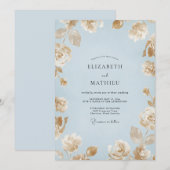 Invitation Mariage Peint en Or Ciel (Devant / Derrière)