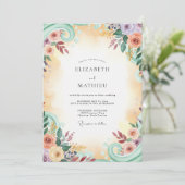 Invitation Mariage Peint en Or Pastel (Debout devant)