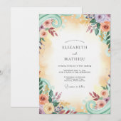 Invitation Mariage Peint en Or Pastel (Devant / Derrière)