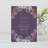 Invitation Mariage peint en or prune (Debout devant)