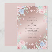 Invitation Mariage peint en or rose (Devant / Derrière)