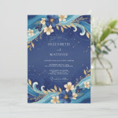 Invitation Mariage peint en or saphir (Debout devant)