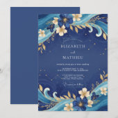 Invitation Mariage peint en or saphir (Devant / Derrière)