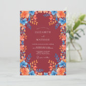 Invitation Mariage Peint en Orange Bordeaux (Debout devant)