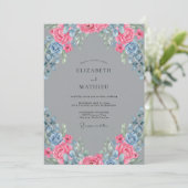 Invitation Mariage Peint en Rose Bleu (Debout devant)