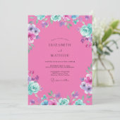 Invitation Mariage Peint en Rose Chaud (Debout devant)