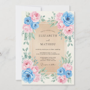 Invitation Mariage Peint en Rose Ciel
