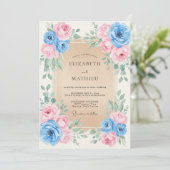 Invitation Mariage Peint en Rose Ciel (Debout devant)