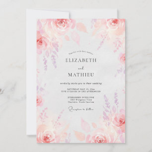 Invitation Mariage peint en rose mauve
