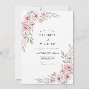 Invitation Mariage Peint en Rose Pâle