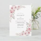 Invitation Mariage Peint en Rose Pâle (Debout devant)