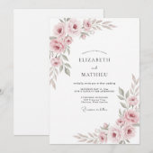 Invitation Mariage Peint en Rose Pâle (Devant / Derrière)