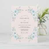 Invitation Mariage Peint en Rose Pâle Céleste (Debout devant)